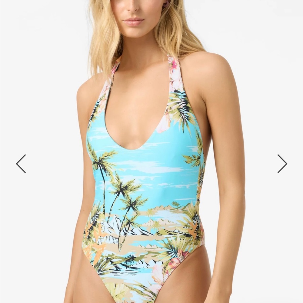 O’Neill Tropical Blue Halter One-Piece Swimsuit